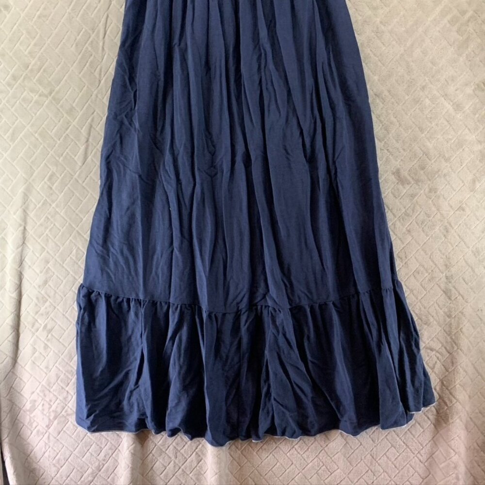 Anna Kaci Dress Womens M Blue Ruched Off Shoulder Ruffle Long Midi Flowy Coastal - Picture 12 of 13